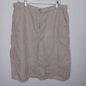 L.L. Bean Tan Linen Midi Skirt 18 Petite